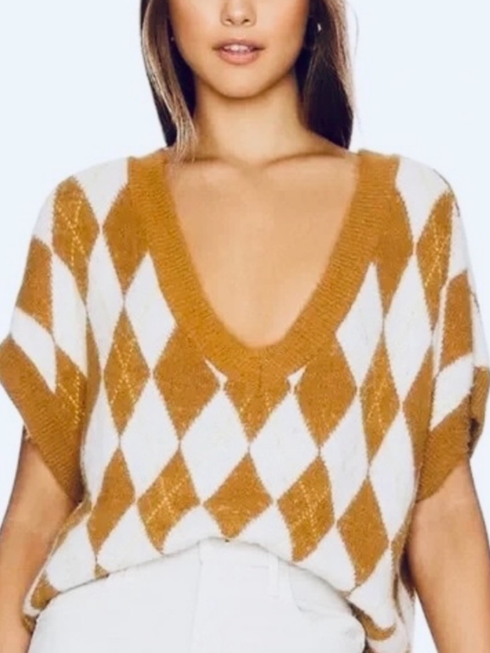 Free People Argyle Sweater Vest, NEW